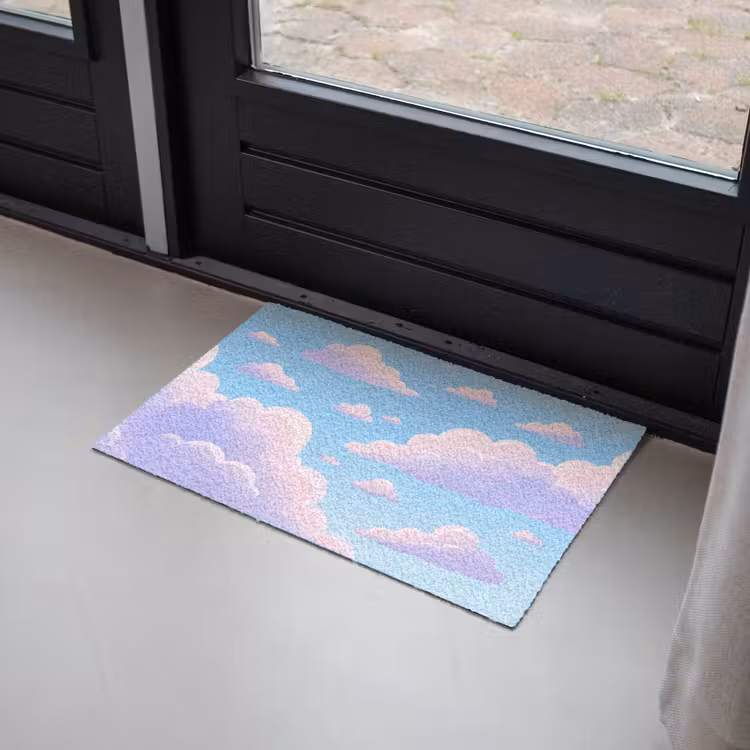 Wolken - Roze - Blauw - Natuur - Modern Deurmat klein -sfeer2