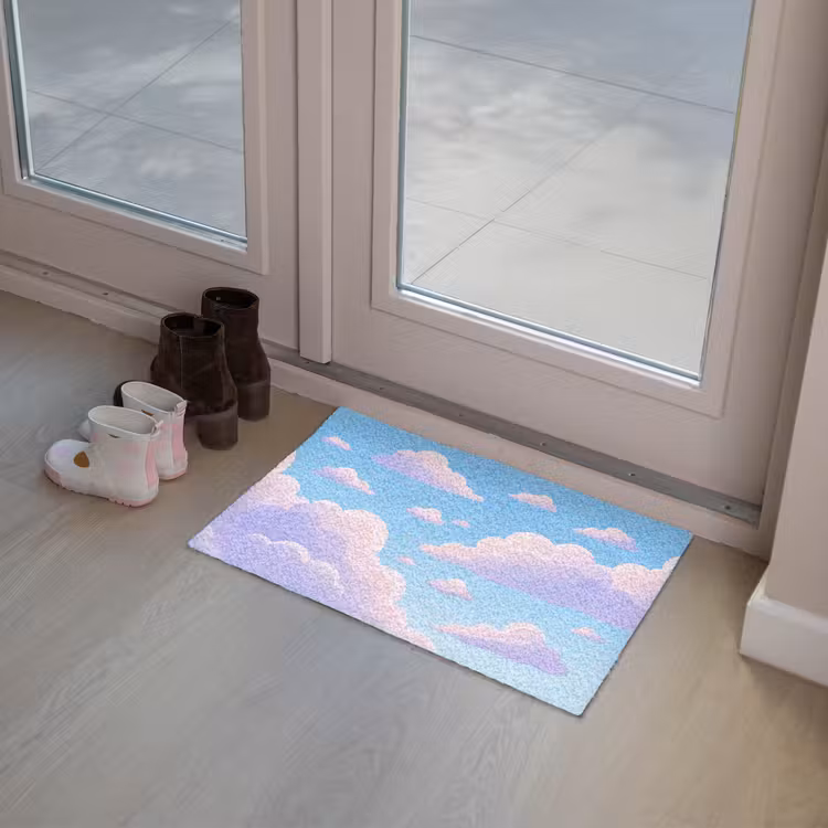 Wolken - Roze - Blauw - Natuur - Modern Deurmat klein -sfeer3
