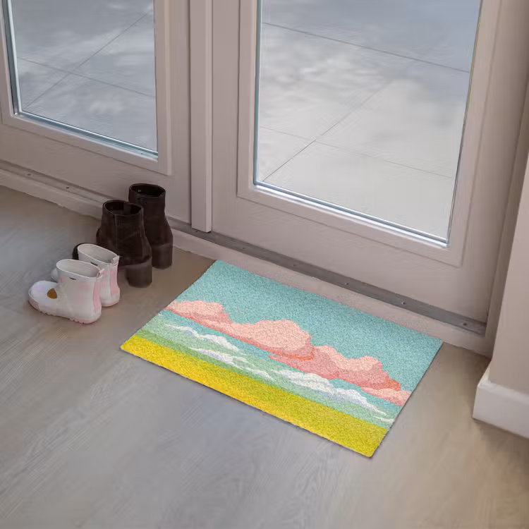 Wolken - Roze - Natuur - Modern - Pastel Deurmat klein -sfeer3