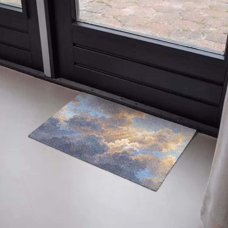 Wolken - Zonnestralen - Natuur - Abstract - Blauw Deurmat klein -sfeer2