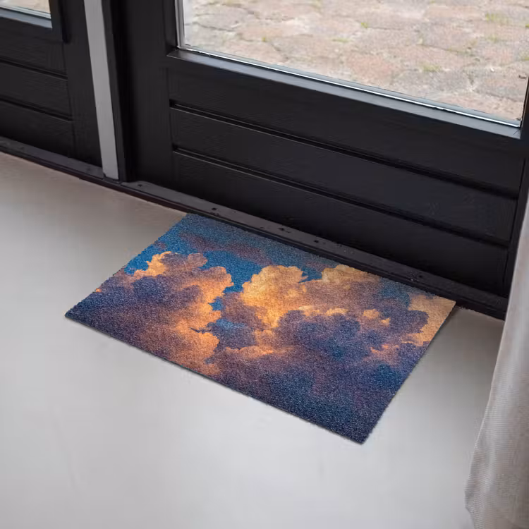 Wolken - Zonsondergang - Natuur - Oranje - Blauw Deurmat klein -sfeer2