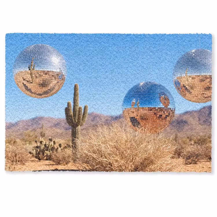 Fußmatte - Wüste – Spiegelkugel – Kunst - Woestijn - Spiegelbal - Kunst Deurmat klein