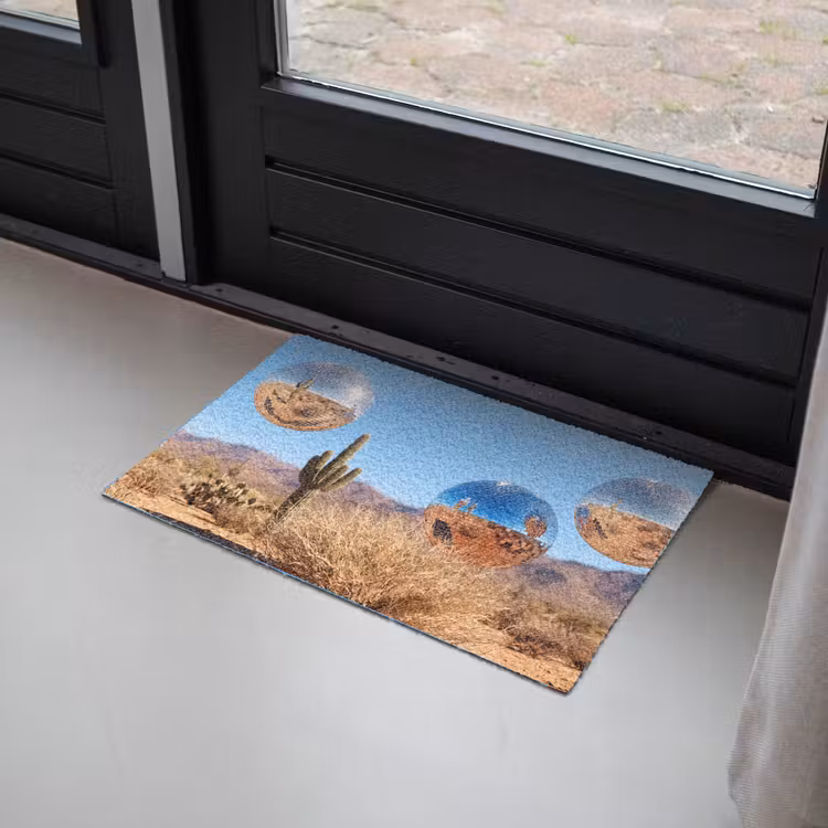 Fußmatte - Wüste – Spiegelkugel – Kunst - Woestijn - Spiegelbal - Kunst Deurmat klein
