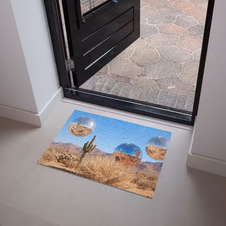 Fußmatte - Wüste – Spiegelkugel – Kunst - Woestijn - Spiegelbal - Kunst Deurmat klein