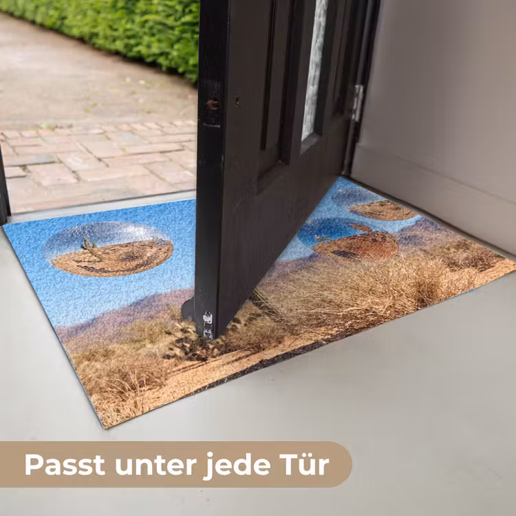 Fußmatte - Wüste – Spiegelkugel – Kunst - Woestijn - Spiegelbal - Kunst Deurmat klein
