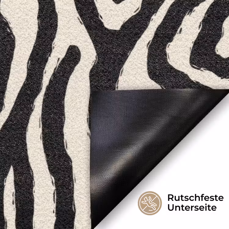 Zebra - Abstract - Zwart Deurmat klein 898 -antislip_DE