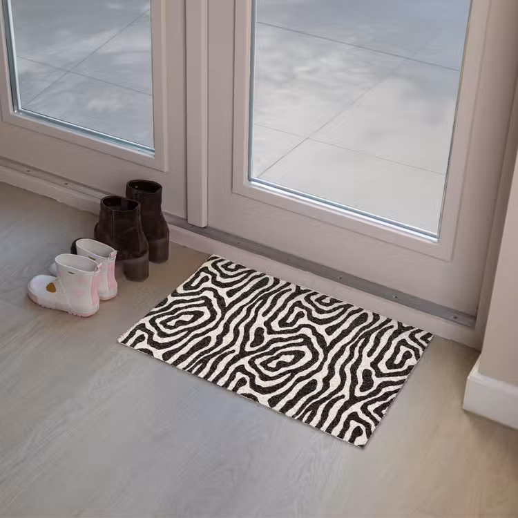 Zebra - Abstract - Zwart Deurmat klein 898 -sfeer3