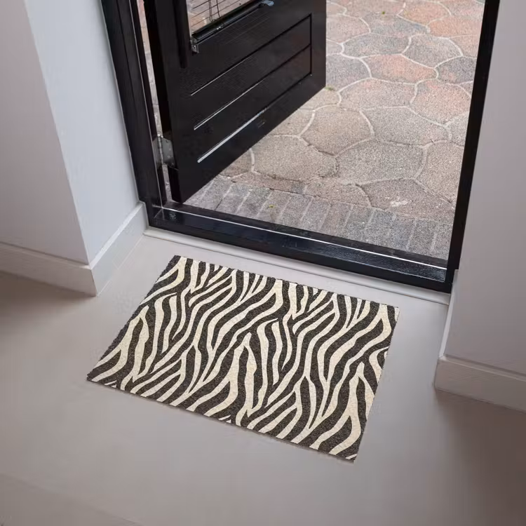 Zebra - Print - Klassiek - Zwart Deurmat klein 898 -sfeer5