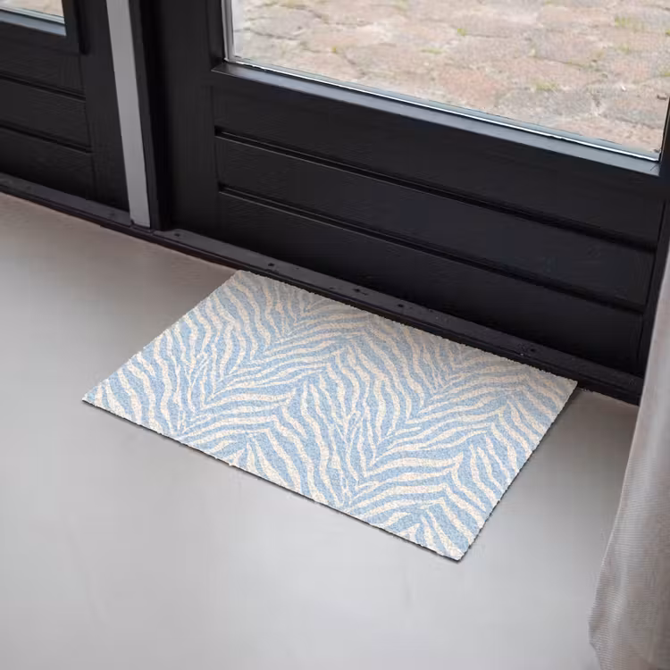 Zebra - Motief - Blauw - Wit Deurmat klein 898 -sfeer2