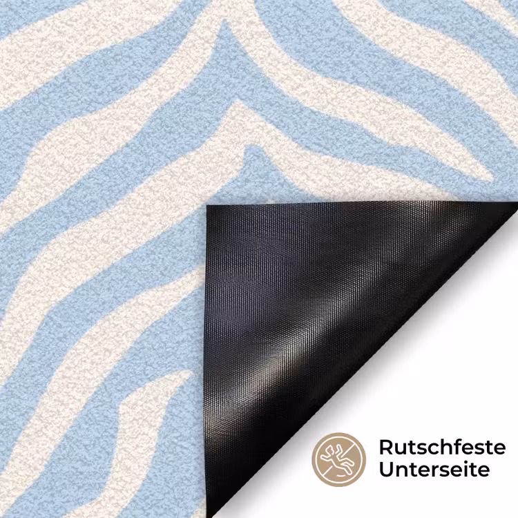Zebra - Motief - Blauw - Wit Deurmat klein 898 -antislip_DE