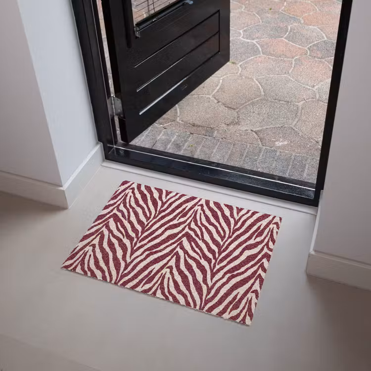 Zebra - Motief - Bordeaux - Rood Deurmat klein 898 -sfeer5