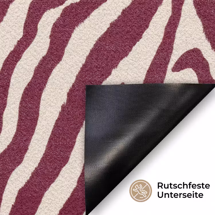 Zebra - Motief - Bordeaux - Rood Deurmat klein 898 -antislip_DE
