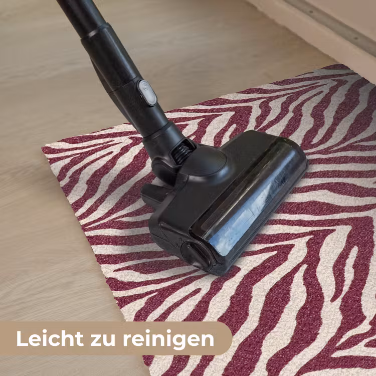 Zebra - Motief - Bordeaux - Rood Deurmat klein 898 -reinigen_DE