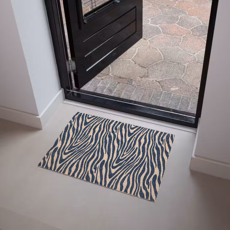 Zebra - Patroon - Blauw - Beige Deurmat klein 898 -sfeer5