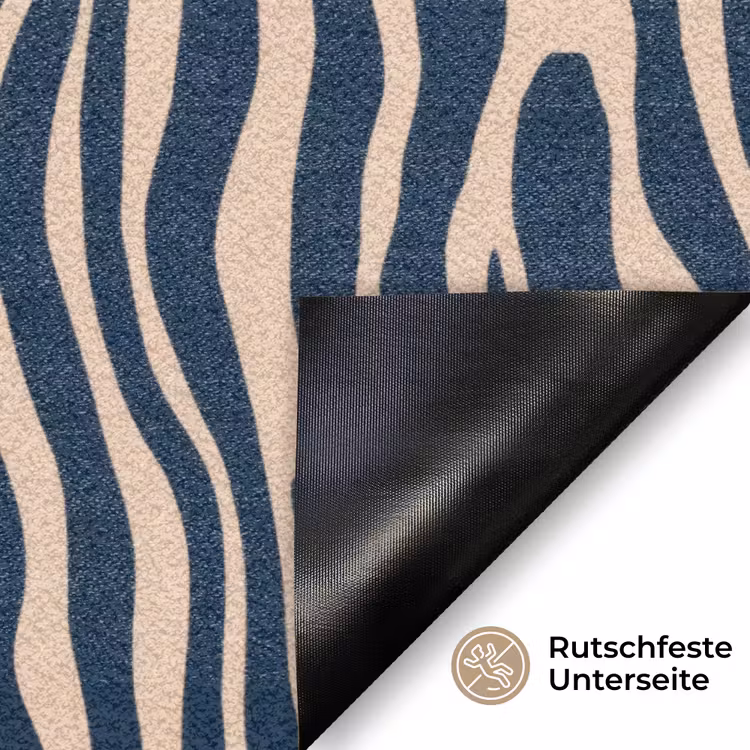 Zebra - Patroon - Blauw - Beige Deurmat klein 898 -antislip_DE