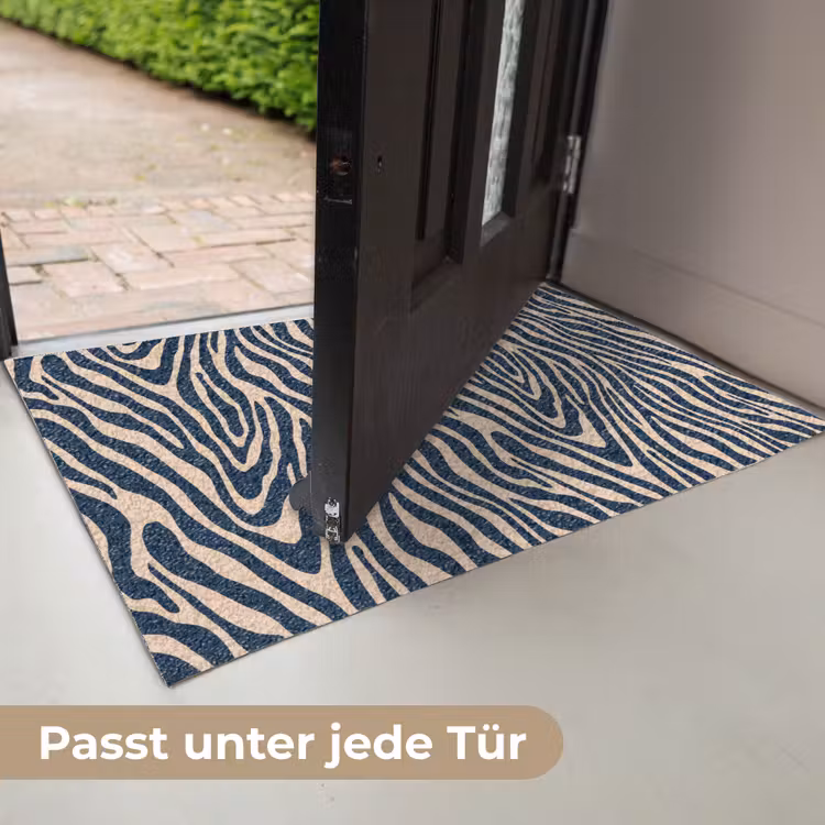 Zebra - Patroon - Blauw - Beige Deurmat klein 898 -USP_DE