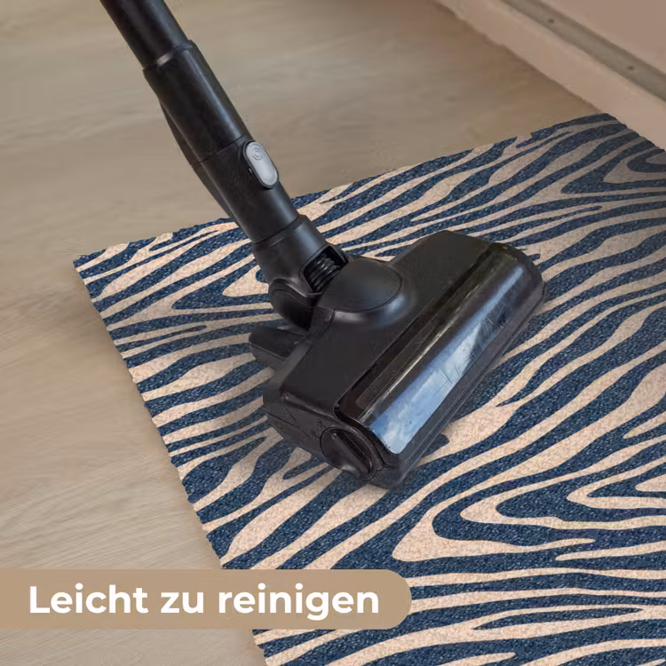 Zebra - Patroon - Blauw - Beige Deurmat klein 898 -reinigen_DE