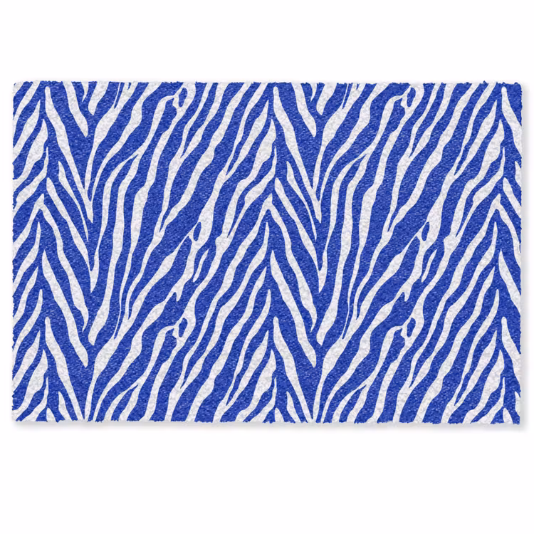Zebra - Patroon - Kobalt - Blauw Deurmat klein 898 -zkaufland3d