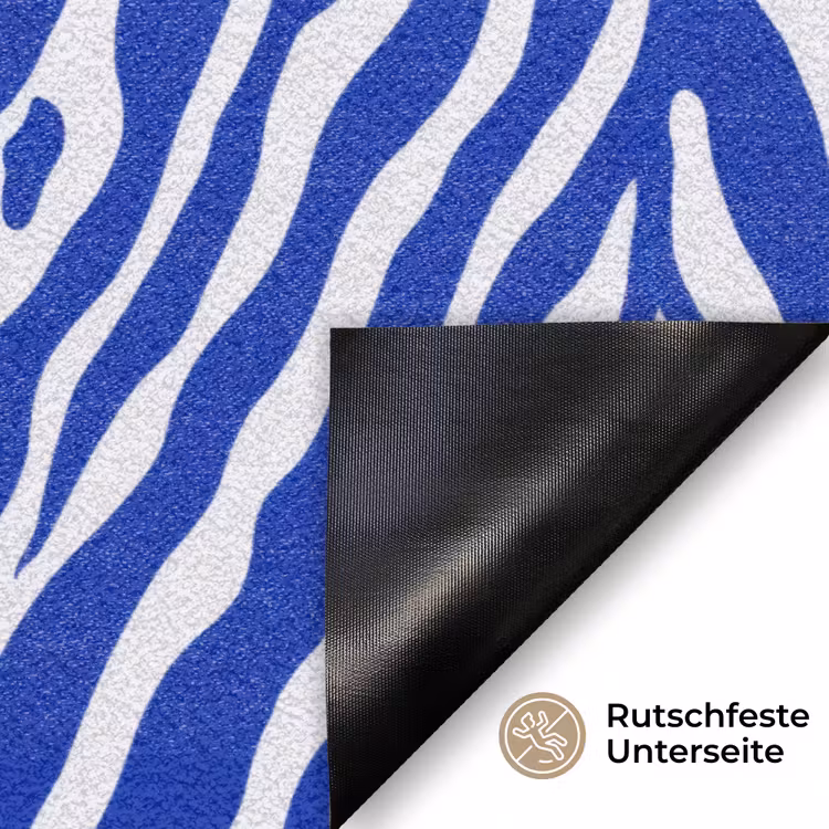 Zebra - Patroon - Kobalt - Blauw Deurmat klein 898 -antislip_DE