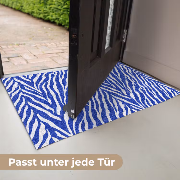 Zebra - Patroon - Kobalt - Blauw Deurmat klein 898 -USP_DE
