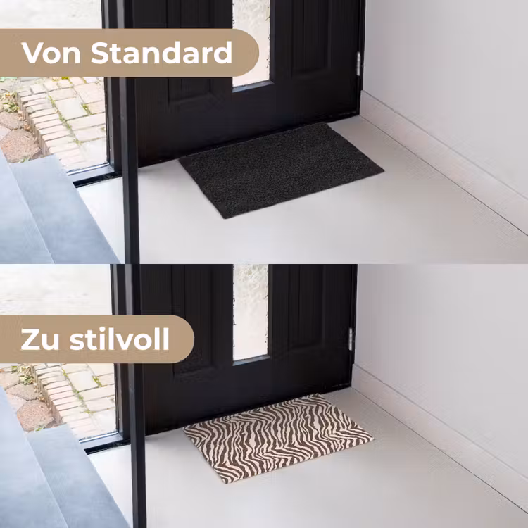 Zebra - Patroon - Zwart - Wit Deurmat klein 898 -voor-na_DE