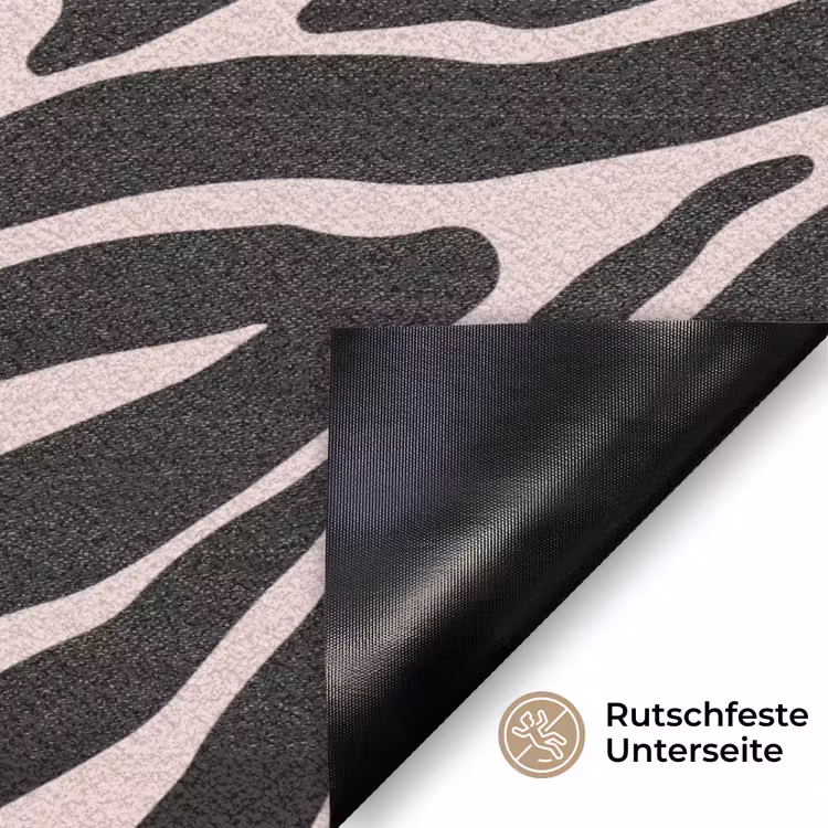 Zebra - Zwart - Roze Deurmat klein 898 -antislip_DE