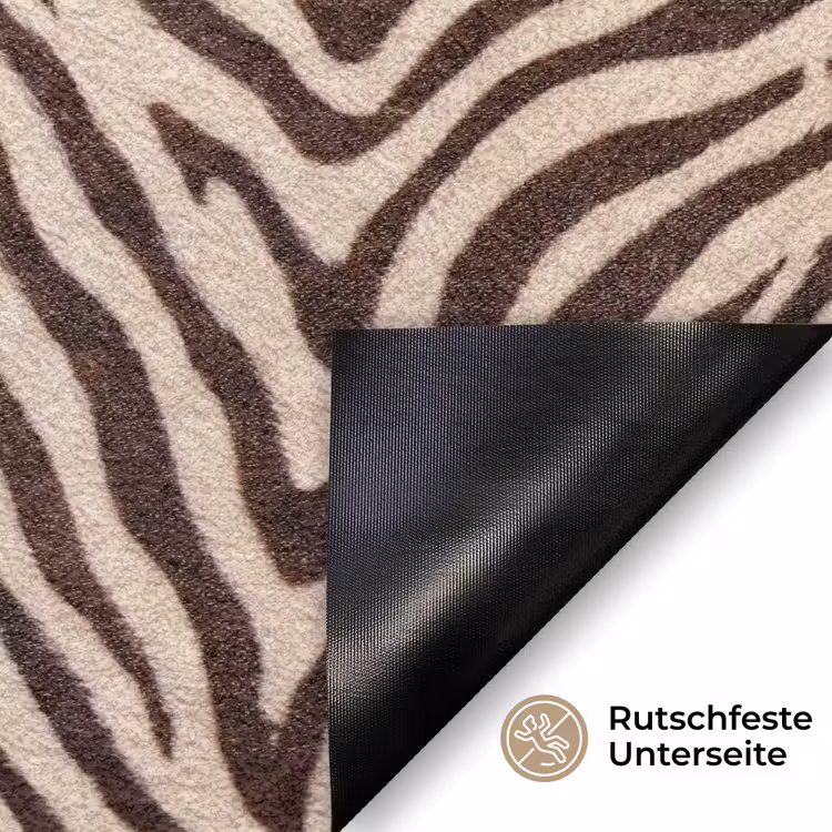 Zebra - Strepen - Bruin Deurmat klein -antislip_DE