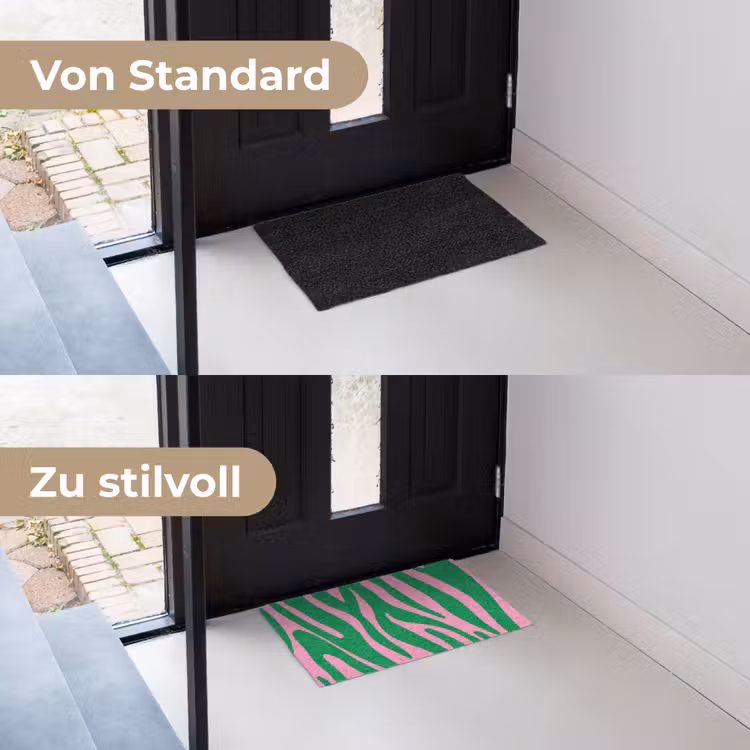 Zebraprint - Roze - Groen - Dierenprint - Kleurrijk Deurmat klein -voor-na_DE