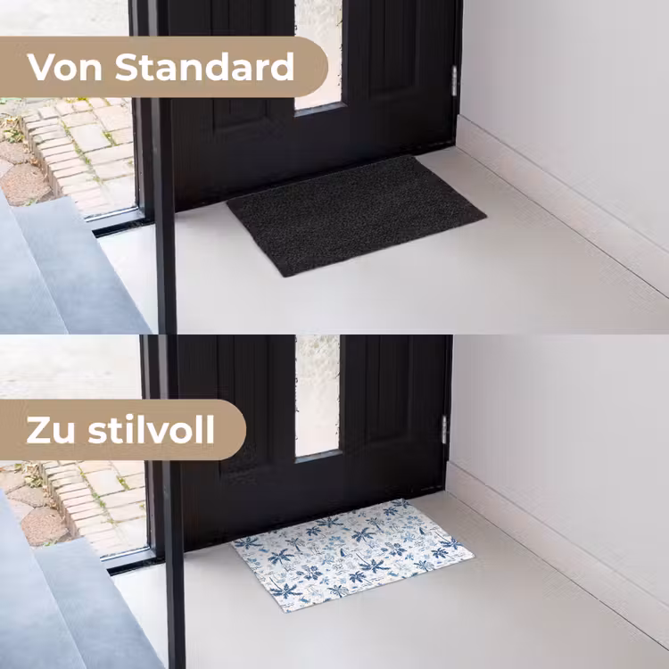 Zee - Patroon - Blauw - Wit Deurmat klein 898 -voor-na_DE