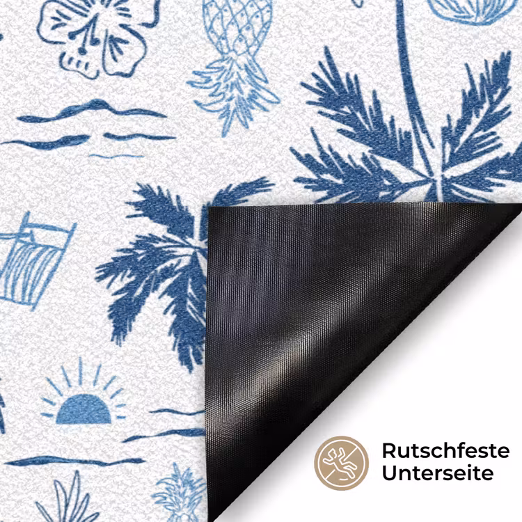 Zee - Patroon - Blauw - Wit Deurmat klein 898 -antislip_DE