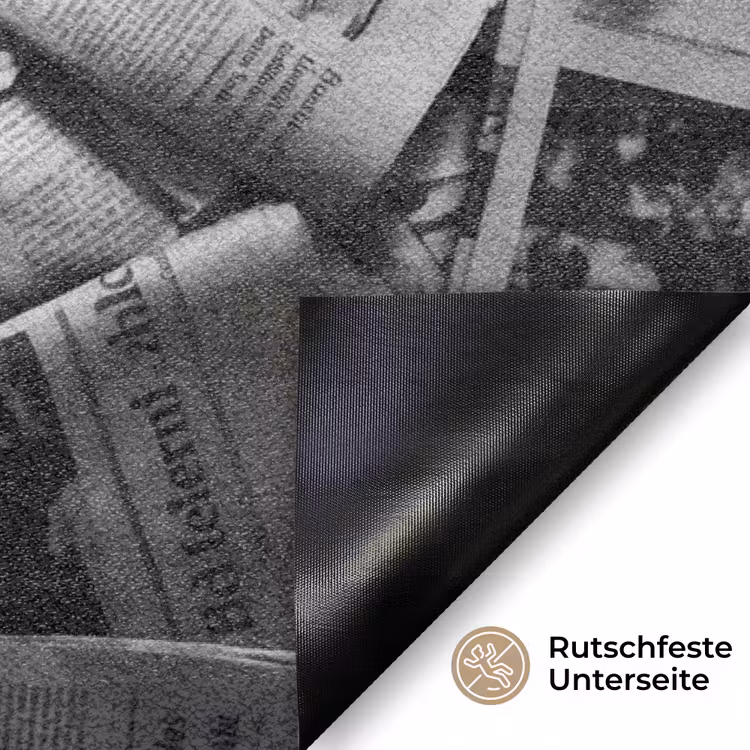 Krant - Stapel - Nieuws - Zwart-wit Deurmat klein -antislip_DE