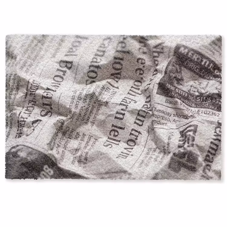Krant - Gekreukeld - Textuur - Vintage - Zwart-wit Deurmat klein -zkaufland3d