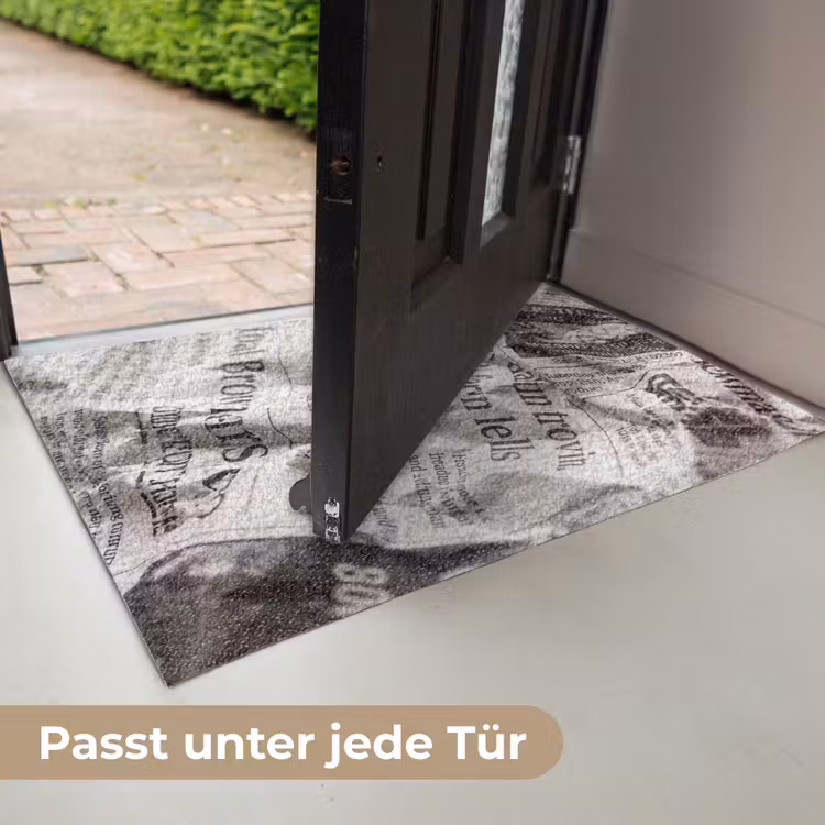 Krant - Gekreukeld - Textuur - Vintage - Zwart-wit Deurmat klein -USP_DE