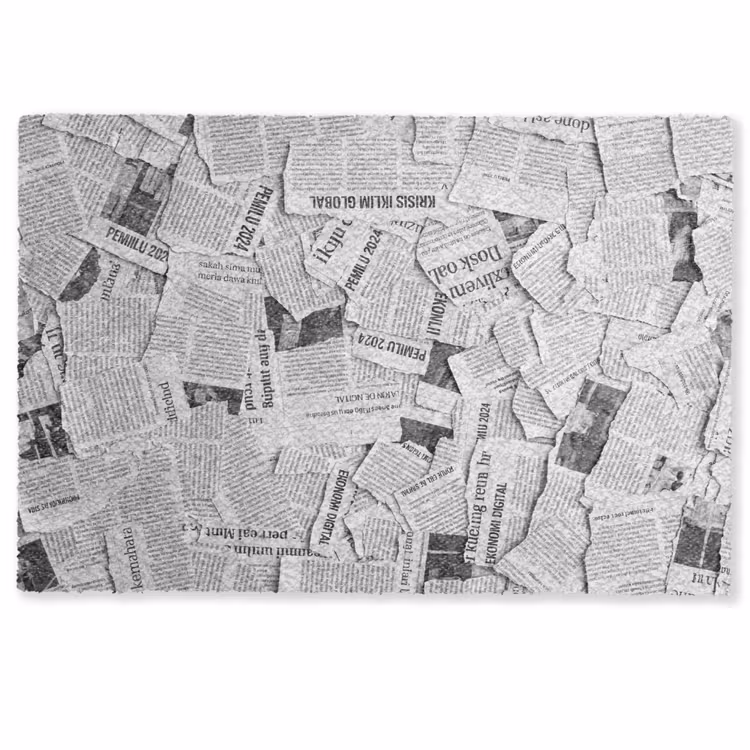 Krant - Versnipperd - Textuur - Zwart-wit - Abstract Deurmat klein -zkaufland3d