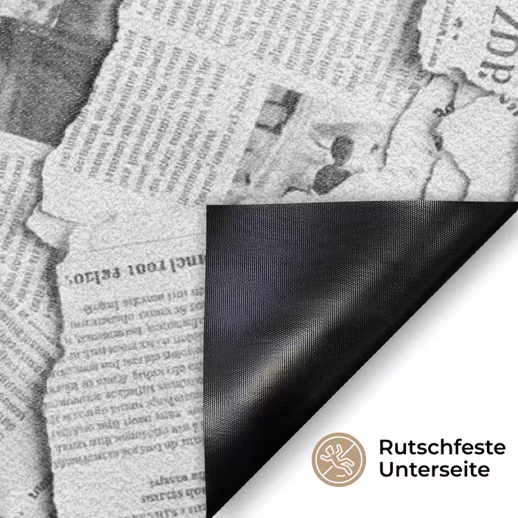 Krant - Versnipperd - Textuur - Zwart-wit - Abstract Deurmat klein -antislip_DE
