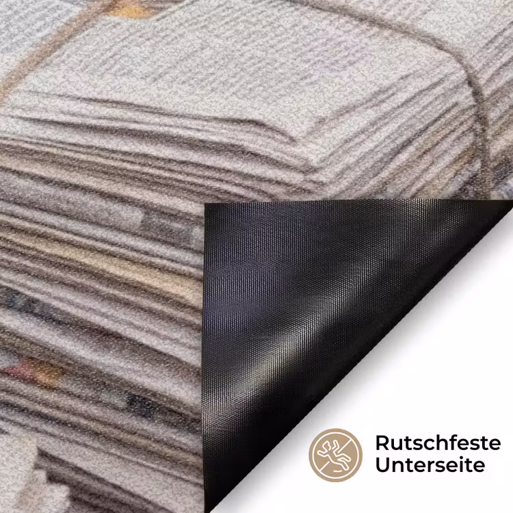 Kranten - Stapels - Touw - Informatie - Vintage Deurmat klein -antislip_DE