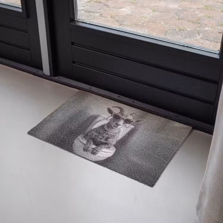 Geit - Telefoon - Toilet - Zwart - Wit Deurmat klein -sfeer2