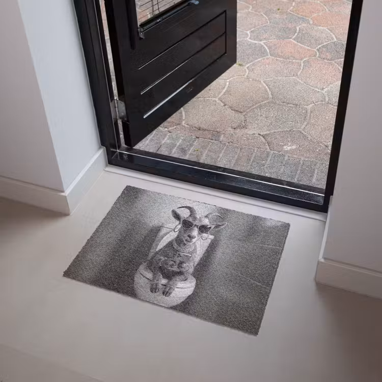 Geit - Telefoon - Toilet - Zwart - Wit Deurmat klein -sfeer5