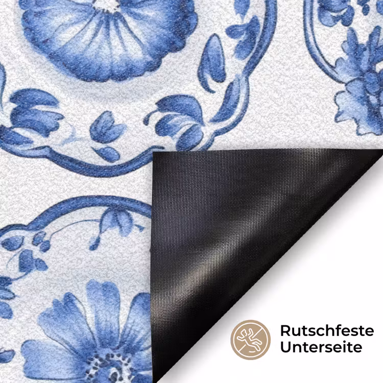 Sierborden - Bloemen - Blauw Deurmat klein 898 -antislip_DE