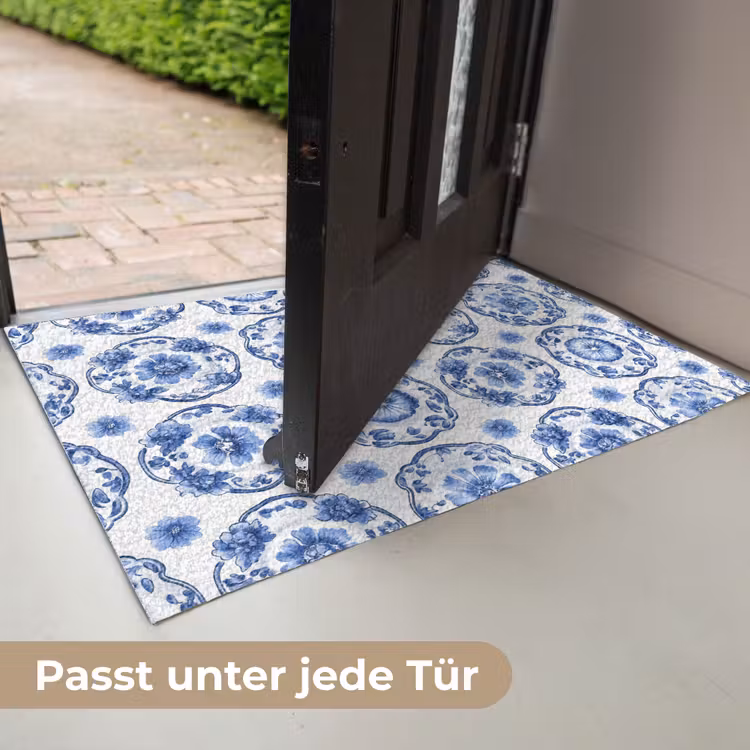 Sierborden - Bloemen - Blauw Deurmat klein 898 -USP_DE