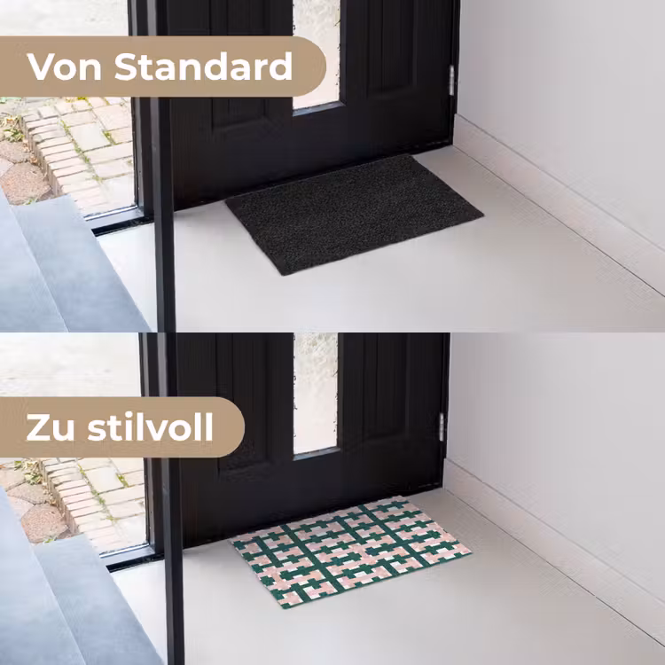 Vlechtpatroon - Groen - Roze - Grafisch Deurmat klein 898 -voor-na_DE