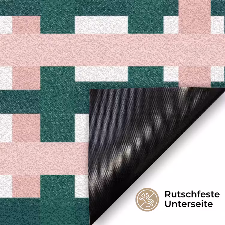 Vlechtpatroon - Groen - Roze - Grafisch Deurmat klein 898 -antislip_DE