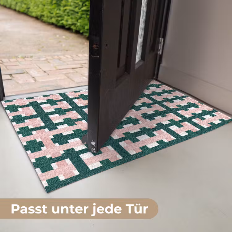 Vlechtpatroon - Groen - Roze - Grafisch Deurmat klein 898 -USP_DE