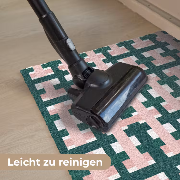 Vlechtpatroon - Groen - Roze - Grafisch Deurmat klein 898 -reinigen_DE