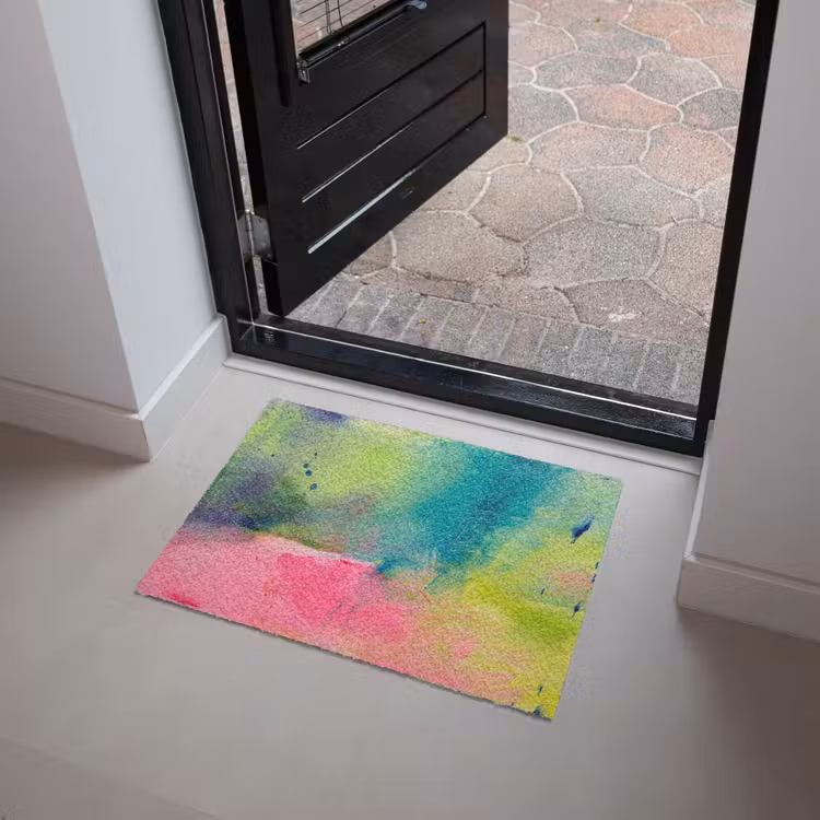 Fußmatte - Zusammenfassung – Farben – Modern – Grün – Rosa - Abstract - Kleuren - Modern - Groen - Roze Deurmat klein