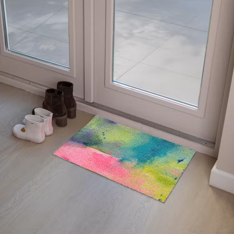 Fußmatte - Zusammenfassung – Farben – Modern – Grün – Rosa - Abstract - Kleuren - Modern - Groen - Roze Deurmat klein