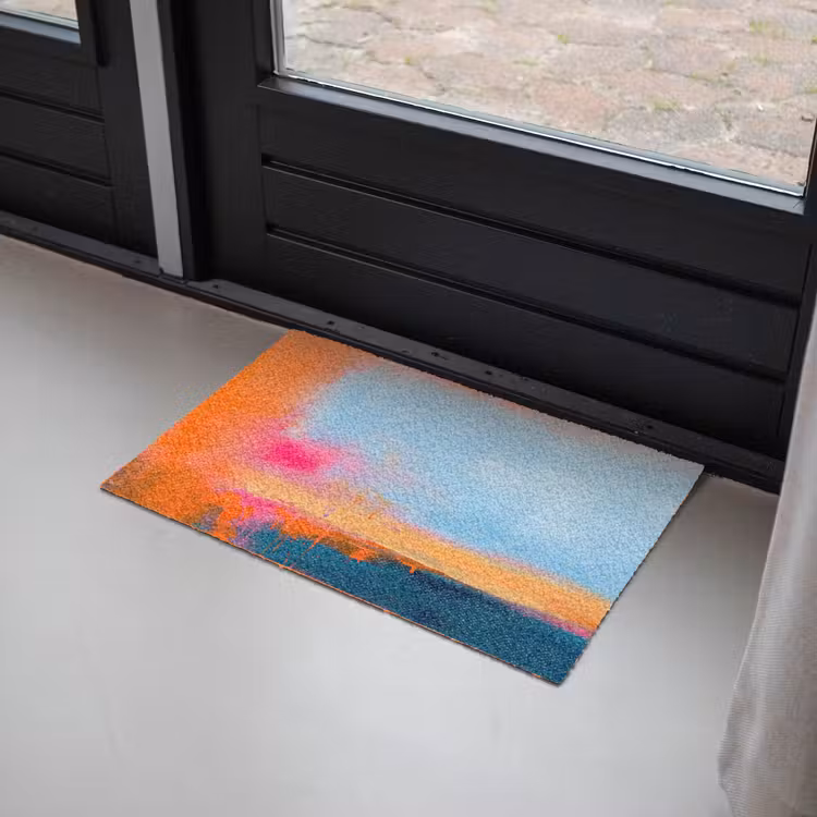 Fußmatte - Zusammenfassung – Farbflächen – Modern – Orange – Blau - Abstract - Kleurvlakken - Modern - Oranje - Blauw Deurmat klein