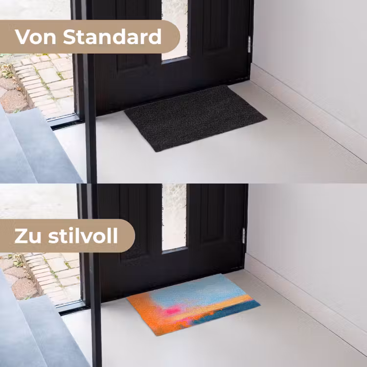 Fußmatte - Zusammenfassung – Farbflächen – Modern – Orange – Blau - Abstract - Kleurvlakken - Modern - Oranje - Blauw Deurmat klein