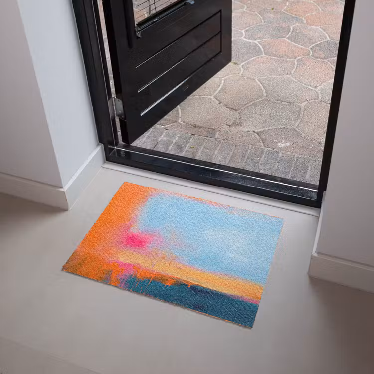 Fußmatte - Zusammenfassung – Farbflächen – Modern – Orange – Blau - Abstract - Kleurvlakken - Modern - Oranje - Blauw Deurmat klein