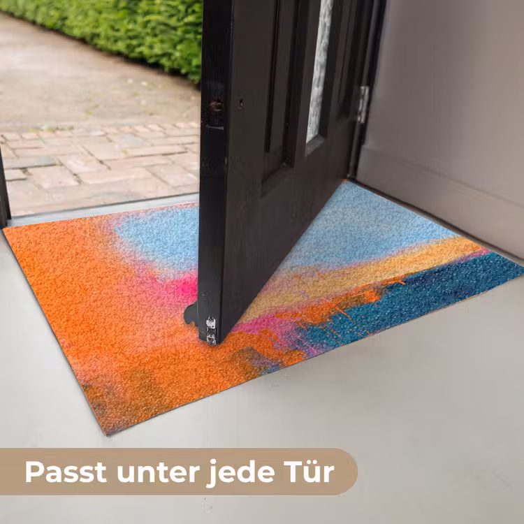 Fußmatte - Zusammenfassung – Farbflächen – Modern – Orange – Blau - Abstract - Kleurvlakken - Modern - Oranje - Blauw Deurmat klein